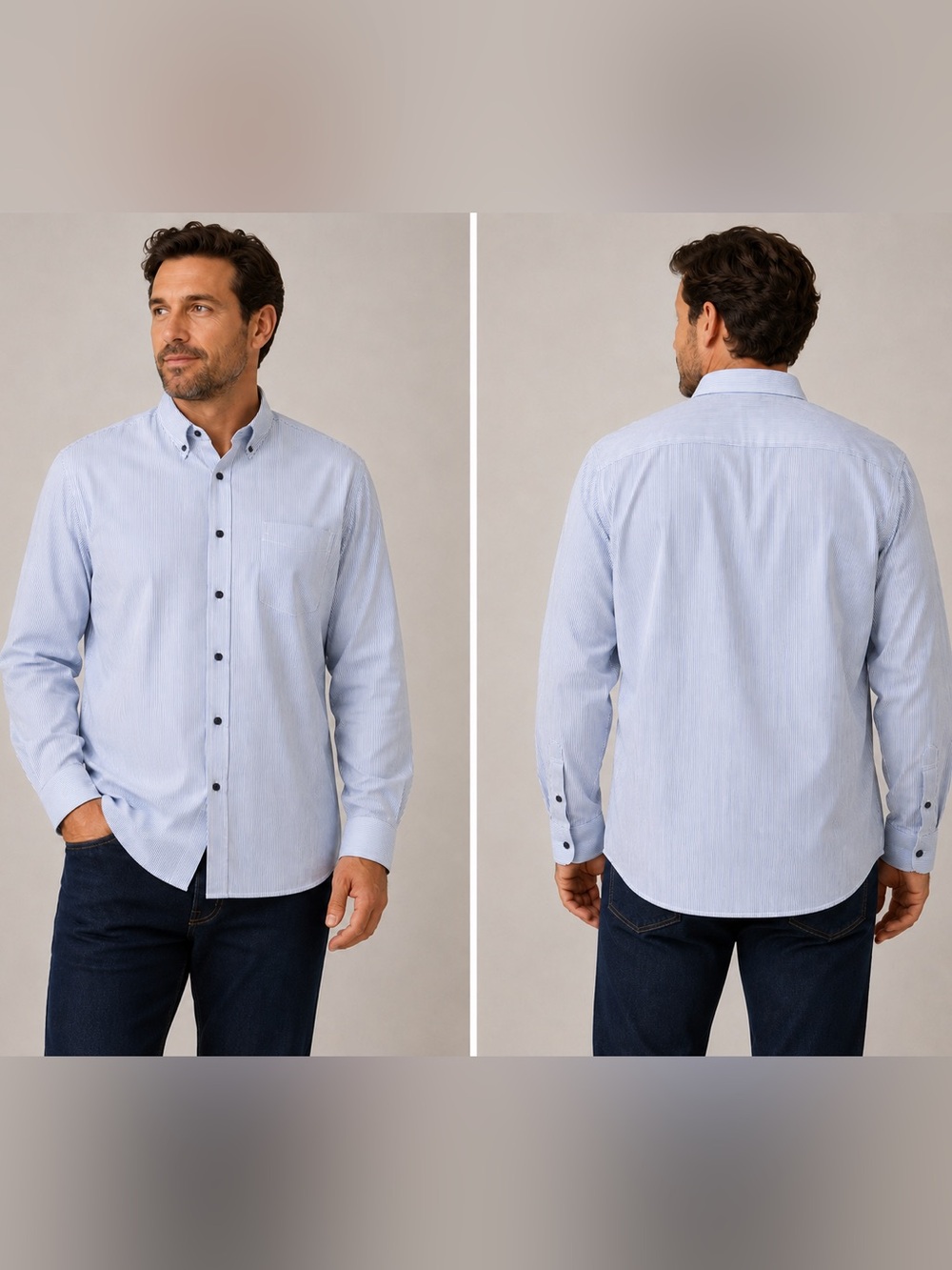 Calvin Klein Men's Light Blue Pinstripe Shirt